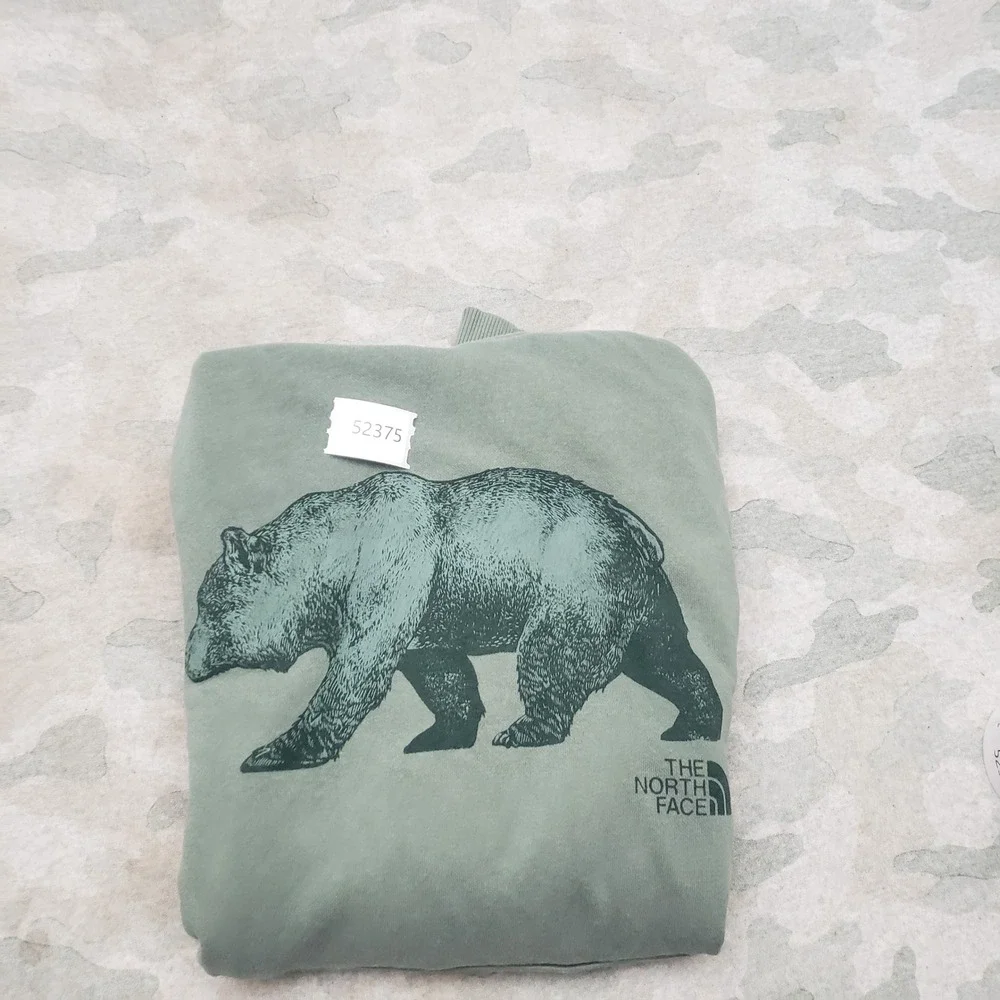 The North Face Sweatshirt Mens Small Green Pullover Hoodie Bear Nature Outdoors